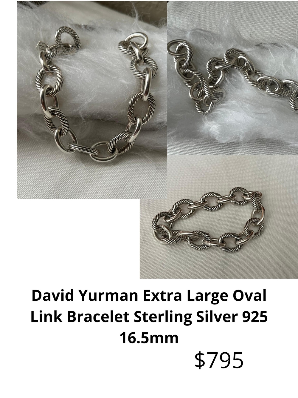 David Yurman Sterling Silver Twisted Oval Link Bracelet - Silver. DY01